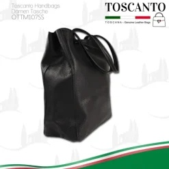 Toscanto Damen Shopper Leder Tasche schwarz OTTM107SS