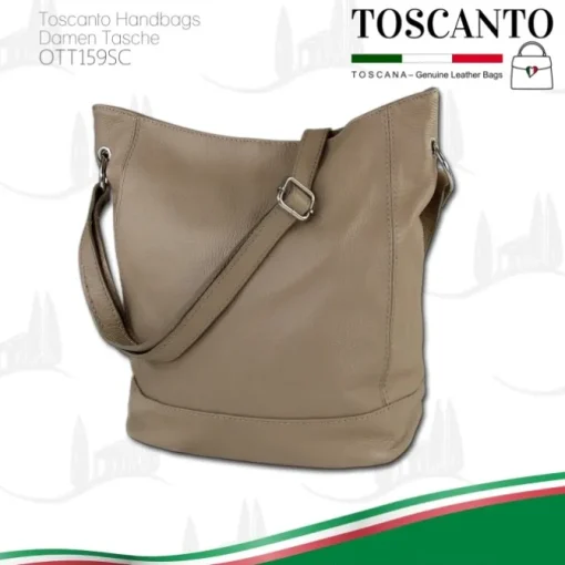 Toscanto Damen Shopper Leder Tasche taupe beige OTT159SC