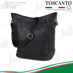 Toscanto Damen Shopper Leder Tasche schwarz OTT159SS