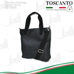 Toscanto Damen Shopper Leder Tasche schwarz OTT161SS