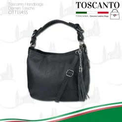 Toscanto Damen Shopper Leder Tasche schwarz OTT134SS