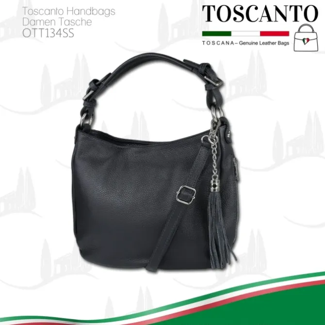 Toscanto Damen Shopper Leder Tasche schwarz OTT134SS