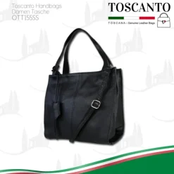 Toscanto Damen Shopper Leder Tasche schwarz OTT155SS