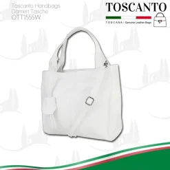 Toscanto Damen Shopper Leder Tasche weiß OTT155SW