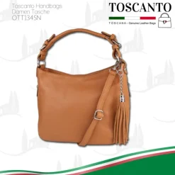 Toscanto Damen Shopper Leder Tasche tan braun OTT134SN