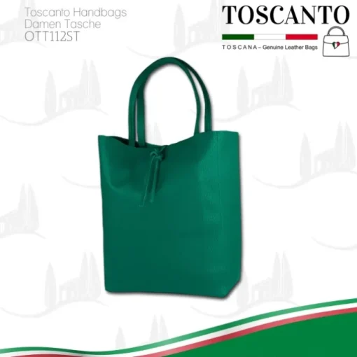 Toscanto Damen Shopper Leder Tasche türkis OTT112ST