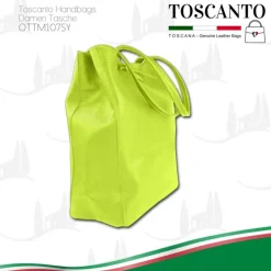 Toscanto Damen Shopper Leder Tasche gelbgrün OTTM107SY