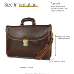 Toscanto Herren Damen Aktentasche Businesstasche Leder Tasche braun OTT151AN
