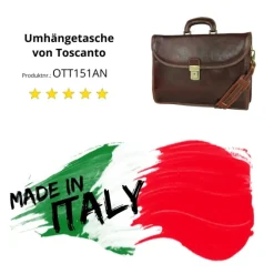 Toscanto Herren Damen Aktentasche Businesstasche Leder Tasche braun OTT151AN