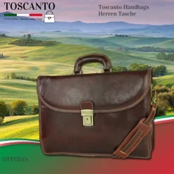 Toscanto Herren Damen Aktentasche Businesstasche Leder Tasche braun OTT151AN