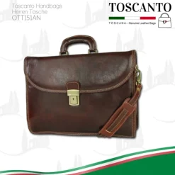 Toscanto Herren Damen Aktentasche Businesstasche Leder Tasche braun OTT151AN