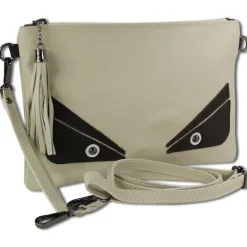 Toscanto Jugend Damen Handgelenktasche Leder Tasche beige weiß schwarz OTT805UW