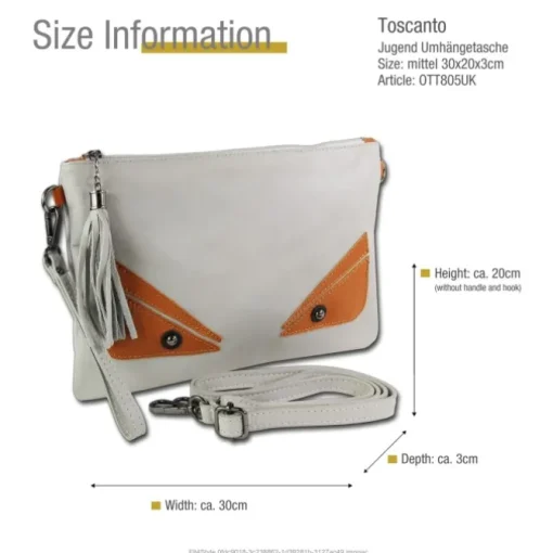 Toscanto Jugend Damen Handgelenktasche Leder Tasche grau braun OTT805UK