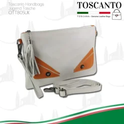 Toscanto Jugend Damen Handgelenktasche Leder Tasche grau braun OTT805UK
