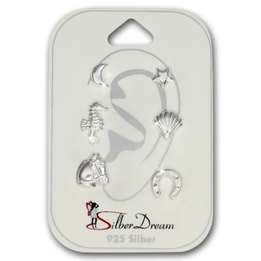TW Kinder Ohrstecker 6 Einzelohrringe Natur 925er Silber SDS806