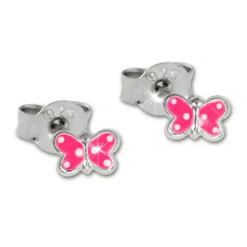 TW Kinder Schmuck Schmetterling pink Ohrstecker und Kette 925 Silber SDS807