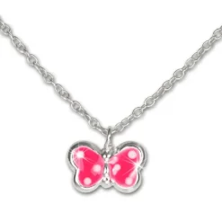 TW Kinder Schmuck Schmetterling pink Ohrstecker und Kette 925 Silber SDS807
