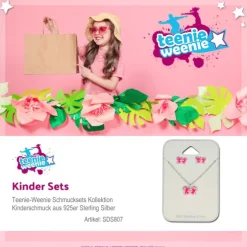 TW Kinder Schmuck Schmetterling pink Ohrstecker und Kette 925 Silber SDS807