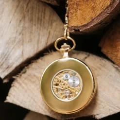 Waidzeit Herren Taschenuhr Edelstahl vergoldet mit Uhrenkette UWAFR01