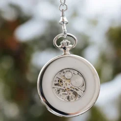 Waidzeit Herren Taschenuhr Edelstahl silber mit Uhrenkette UWAFJ01