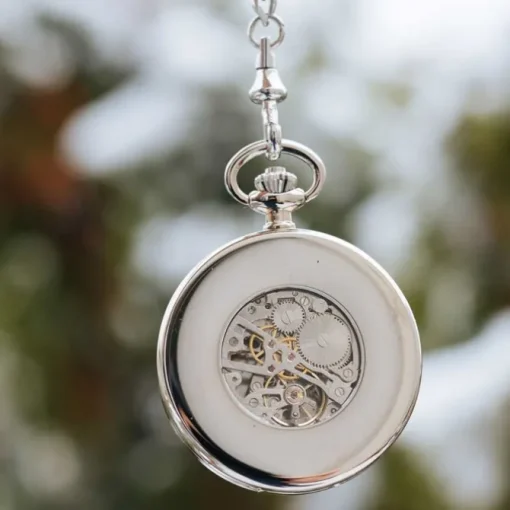 Waidzeit Herren Taschenuhr Edelstahl silber mit Uhrenkette UWAFJ01
