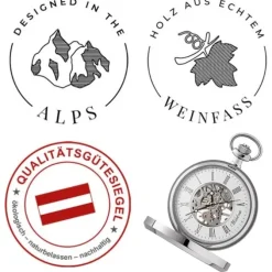 Waidzeit Herren Taschenuhr Edelstahl silber mit Uhrenkette UWAFJ01