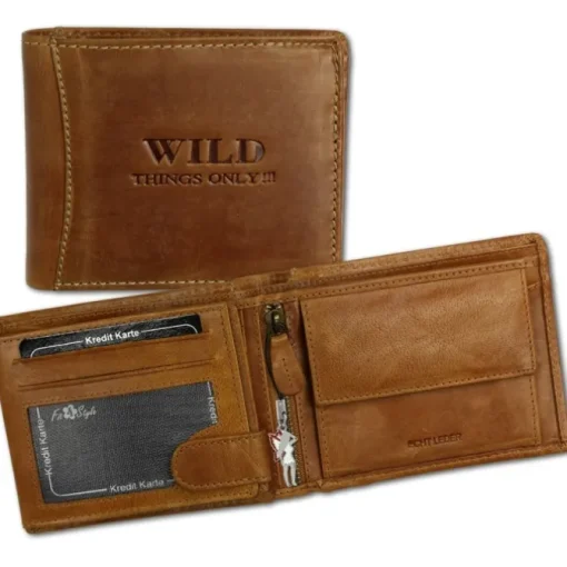 Wild Things Only braun Portemonnaie echtes Leder Herren OPJ103O
