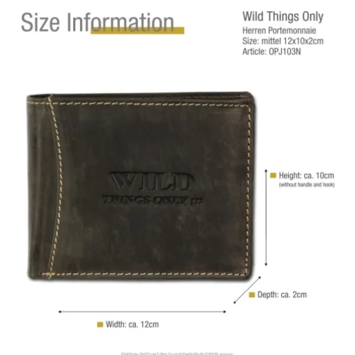 Wild Things Only braun Portemonnaie echtes Leder Herren OPJ103N