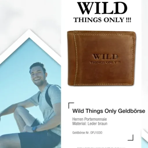 Wild Things Only braun Portemonnaie echtes Leder Herren OPJ103O