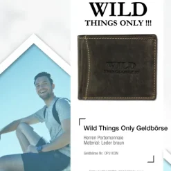Wild Things Only braun Portemonnaie echtes Leder Herren OPJ103N