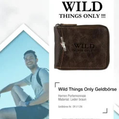 Wild Things Only Börse braun Portemonnaie Geldbeutel Leder RFID Schutz OPJ112N
