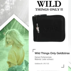 Wild Things Only Börse schwarz Portemonnaie Geldbeutel Leder RFID Schutz OPJ112S