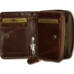 Wild Things Only echtes Leder braun RFID Schutz Minibörse OPJ111N