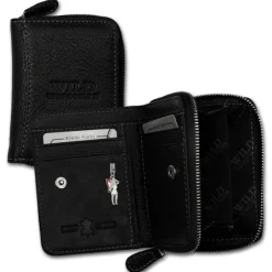 Wild Things Only echtes Leder schwarz RFID Schutz Minibörse OPJ111S