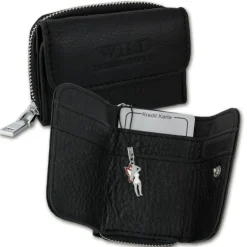 Wild Things Only echtes Leder schwarz Portemonnaie Minibörse OPJ120S