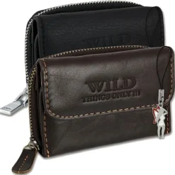 Wild Things Only echtes Leder schwarz Portemonnaie Minibörse OPJ120S