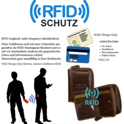 Wild Things Only echtes Leder braun RFID Schutz Minibörse OPJ111N