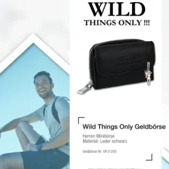 Wild Things Only echtes Leder schwarz Portemonnaie Minibörse OPJ120S