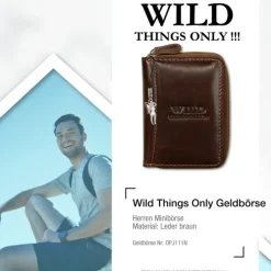 Wild Things Only echtes Leder braun RFID Schutz Minibörse OPJ111N