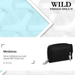 Wild Things Only echtes Leder schwarz Portemonnaie Minibörse OPJ120S