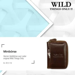 Wild Things Only echtes Leder braun RFID Schutz Minibörse OPJ111N