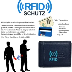 Wild Things Only Herren Portemonnaie Leder blau RFID Schutz OPJ114B