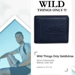 Wild Things Only Herren Portemonnaie Leder blau RFID Schutz OPJ114B