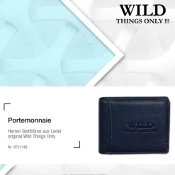Wild Things Only Herren Portemonnaie Leder blau RFID Schutz OPJ114B
