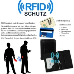 Wild Things Only Leder schwarz Portemonnaie Herren RFIDSchutz OPJ113S