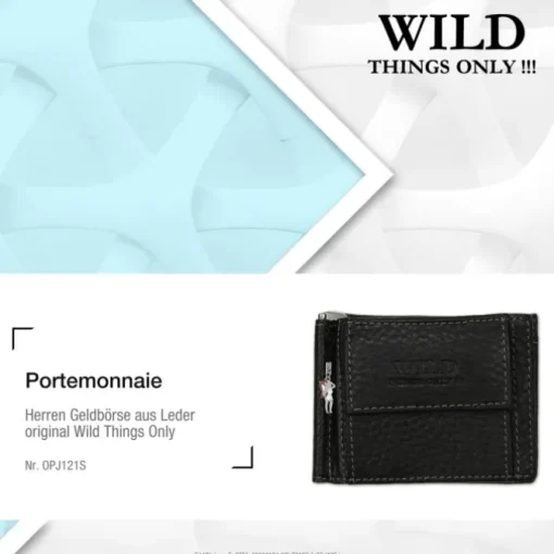 Wild Things Only Portemonnaie Leder RFID Schutz schwarz Dollarclip OPJ121S