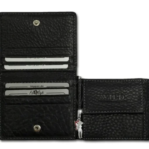 Wild Things Only Portemonnaie Leder RFID Schutz schwarz Dollarclip OPJ121S