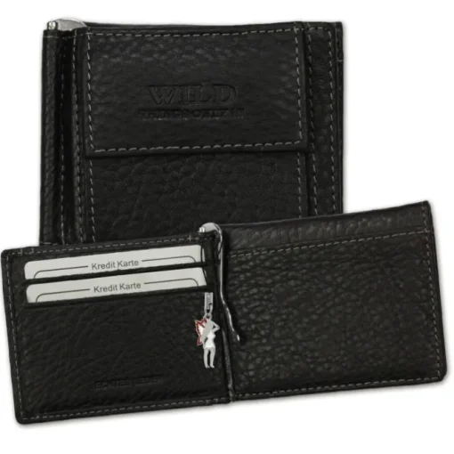 Wild Things Only Portemonnaie Leder RFID Schutz schwarz Dollarclip OPJ121S