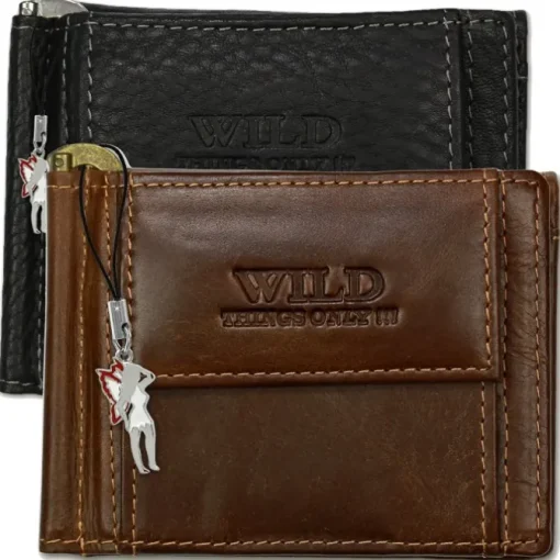 Wild Things Only Portemonnaie Leder RFID Schutz schwarz Dollarclip OPJ121S