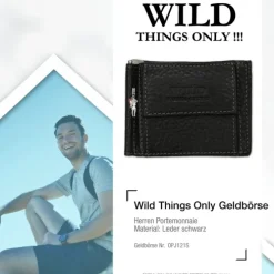 Wild Things Only Portemonnaie Leder RFID Schutz schwarz Dollarclip OPJ121S